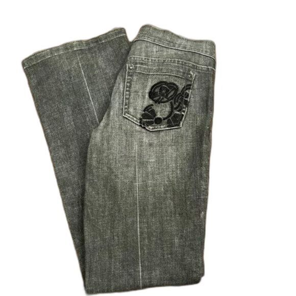 White House Black Market Black Denim Noir with Embroidery Women's Size 10 - Picture 1 of 6